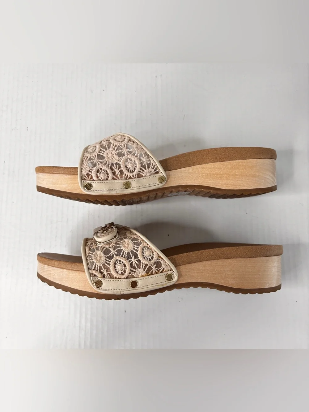 Dr. Scholl's Original Too Mesh Crochet Platform Slide Sandals Sz 8 Anthropology